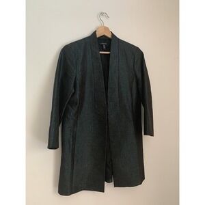 EILEEN FISHER Pine Infinity Jacquard Blazer Shawl Collar 3/4 Sleeve Sz S Open